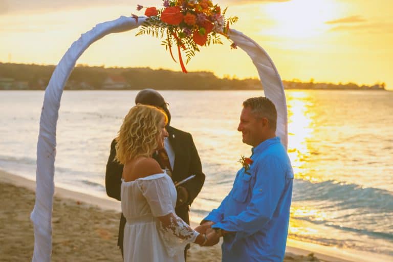 Couple getting married on the beach