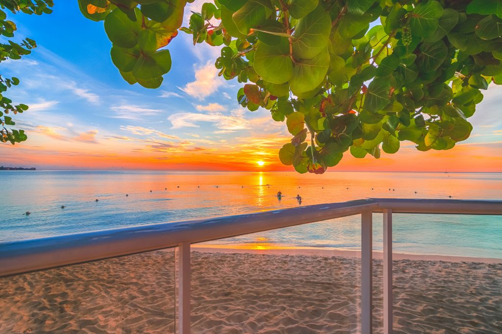 Sunset from restaurant beach deck