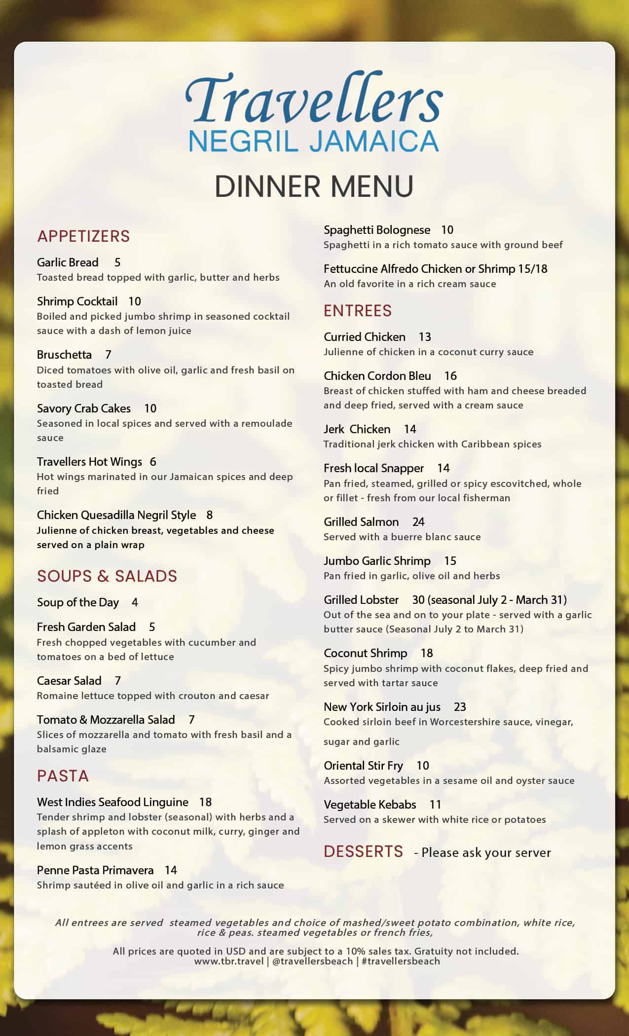 Dinner Menu