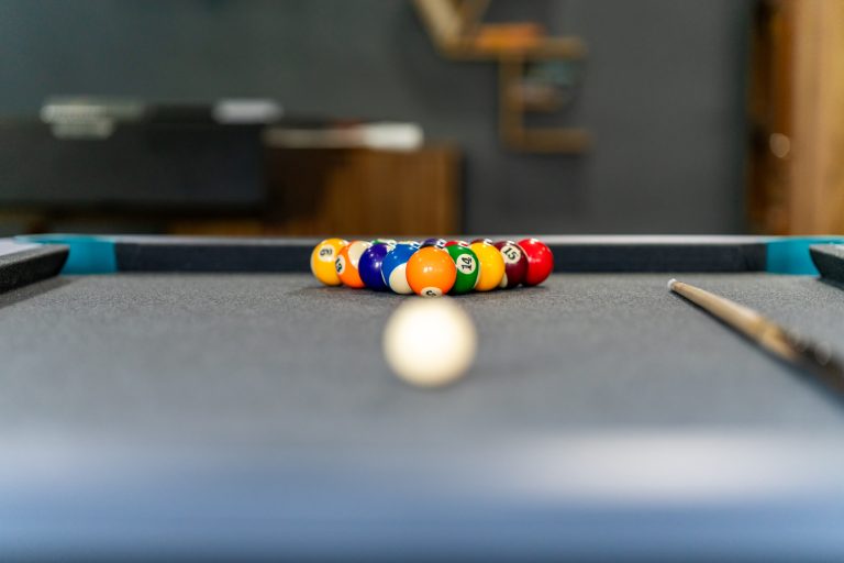 Pool table with balls setup